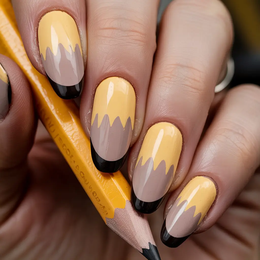first day of school nails 2025+Pencil-Tip Perfection