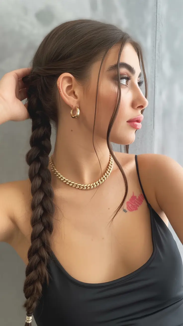 labor day hairstyles+Sleek Braid with Drama Strands