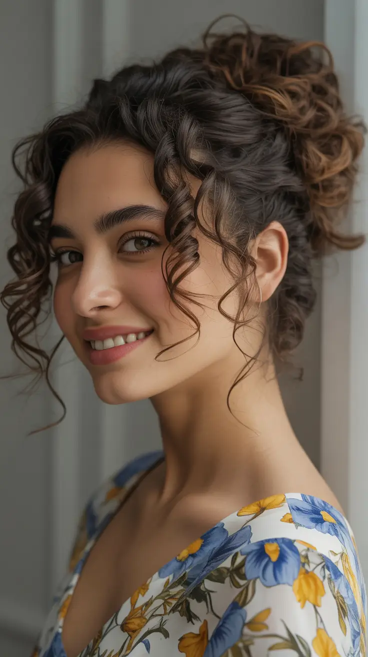 labor day hairstyles+Curly Volume Updo with Romantic Tendrils