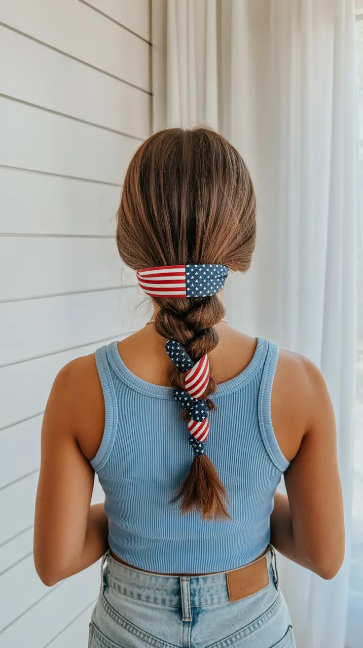 labor day hairstyles+Braided Flag Style for Patriotic Pop