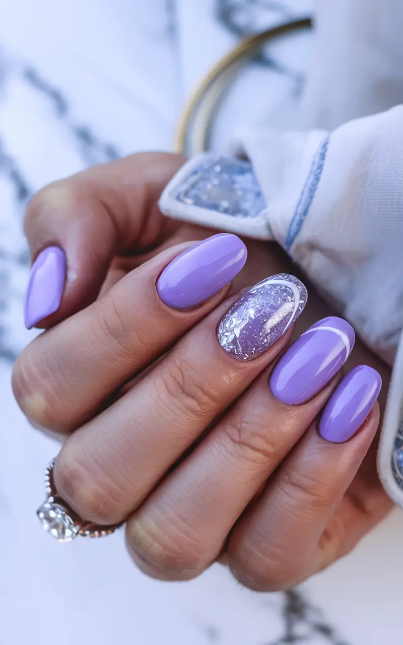 labor day nails Lavender Crystal Shine