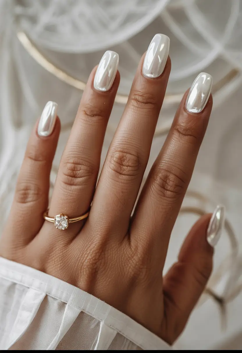 labor day nails Pearly Chrome Perfection