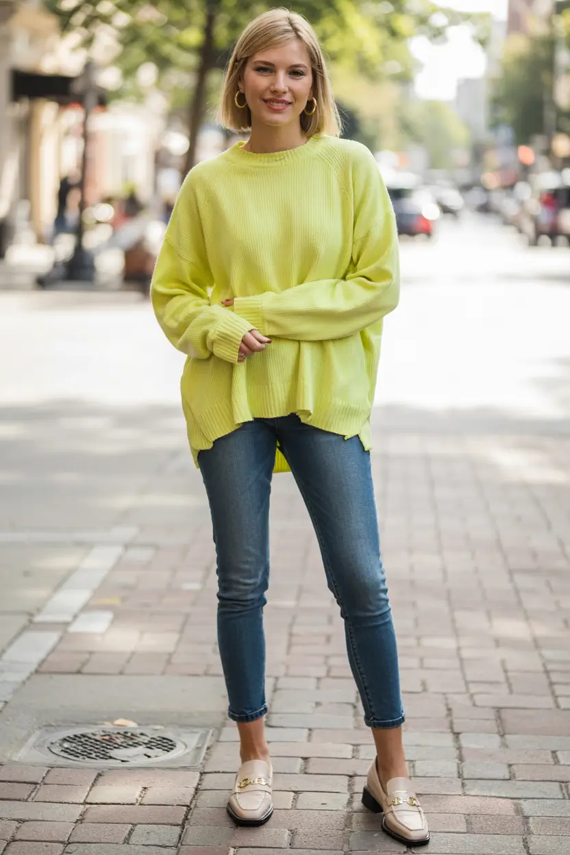labor day outfits Neon Knit & Everyday Denim