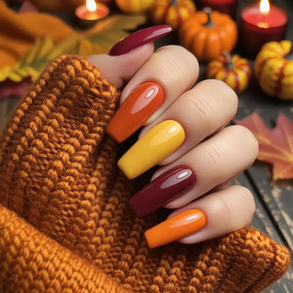 August nails color Sunset Fade in Glossy Warmth