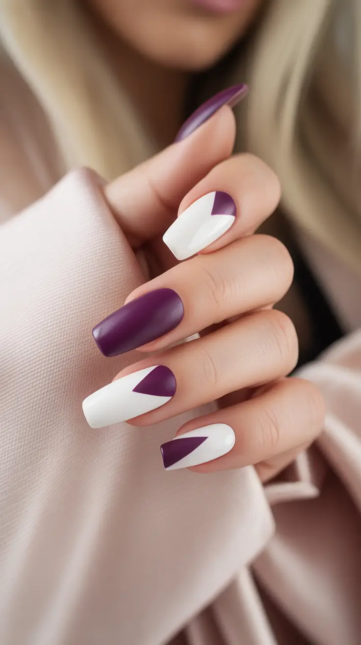 August nails color Plum & Vanilla Angles for Graphic Lovers