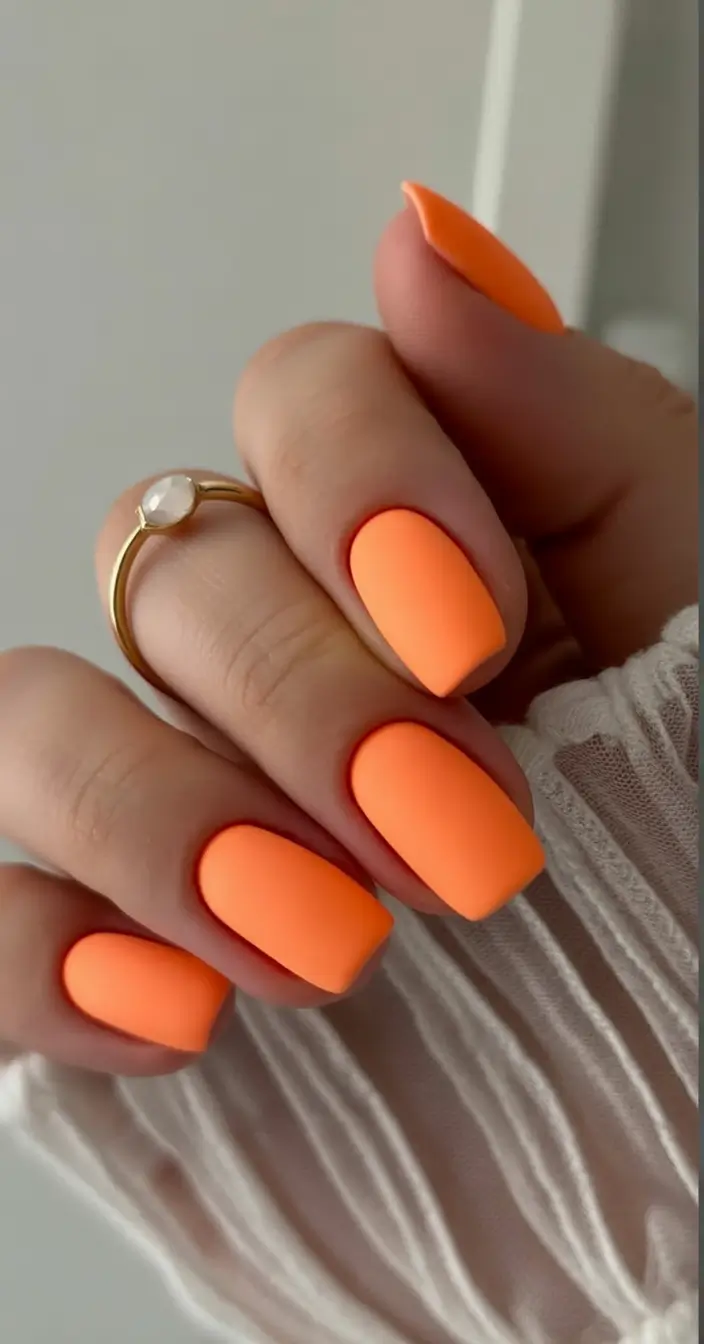August nails color Neon Dreams in Matte Tangerine