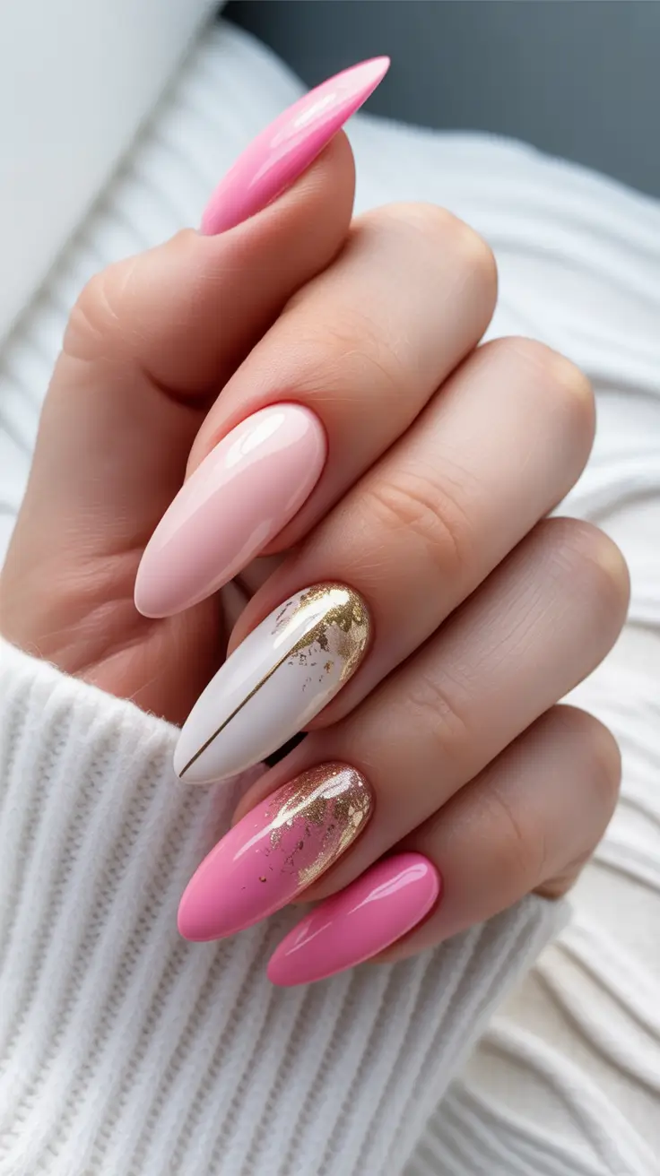 August nails color Blush & Gold Luxe with a Hint of Sparkle