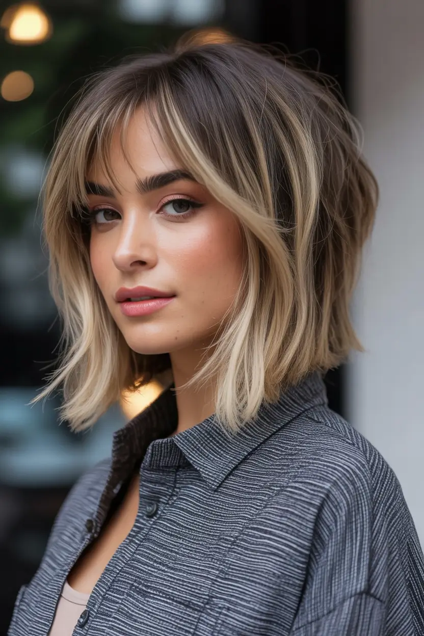 August haicuts Soft Blonde Lob With Modern Money Piece