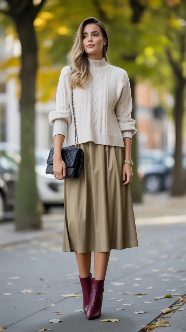 2025 Effortless Elegance: Knitwear Meets Tailored Skirt Perfection
