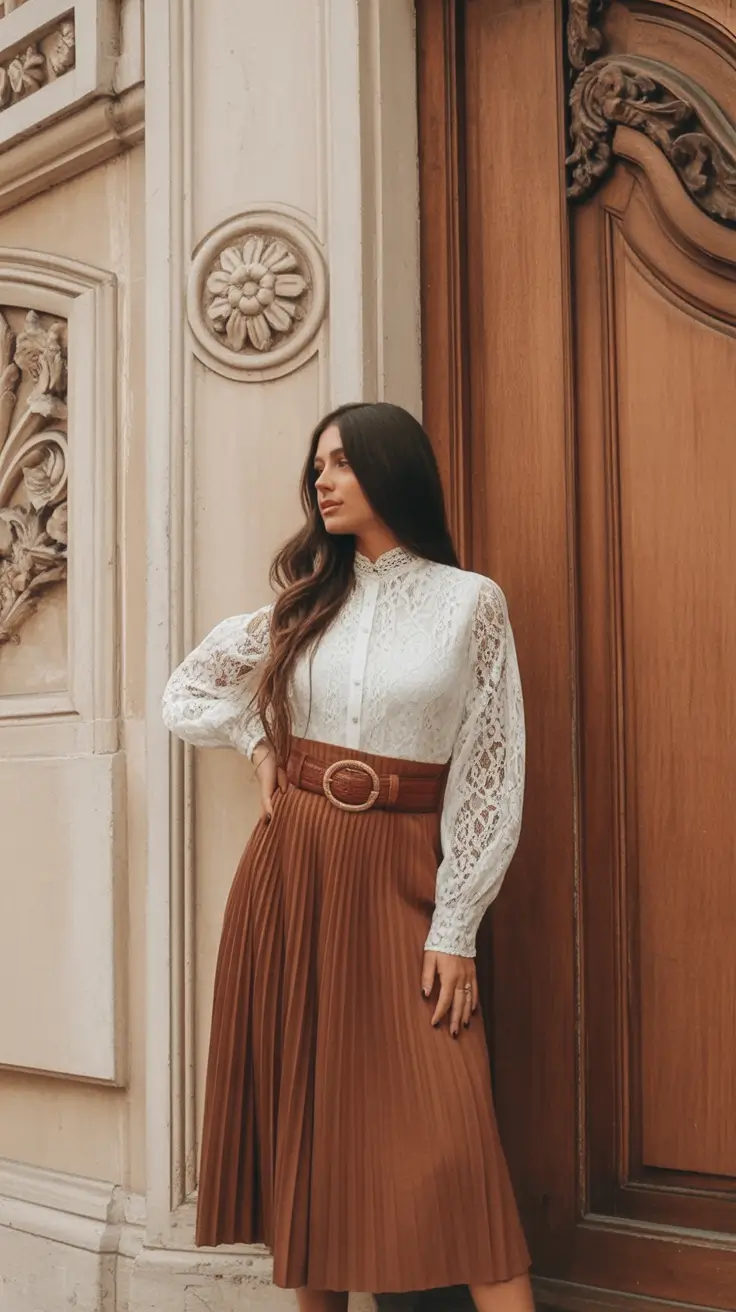 How to wear skirts this fall – 2025 outfits inspiration Victorian Softness Meets Autumn Classic