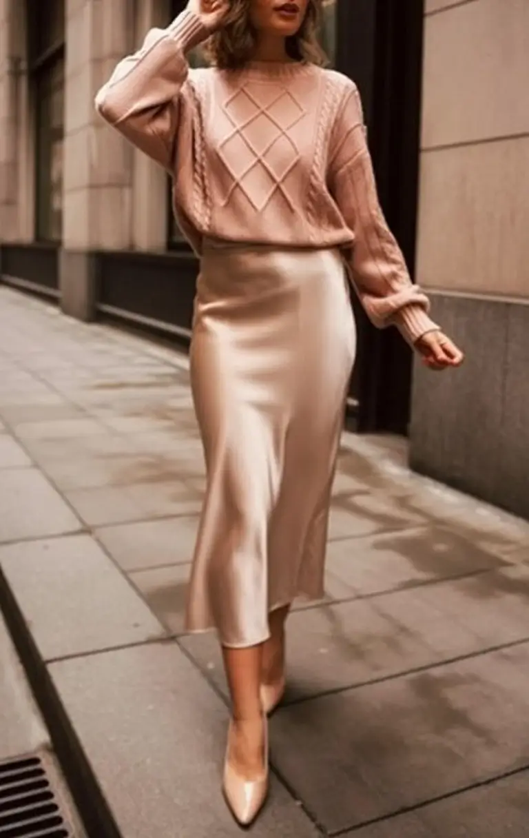 Old Money outfits to Try This Fall 2025 - Satin & Knit Sweetness