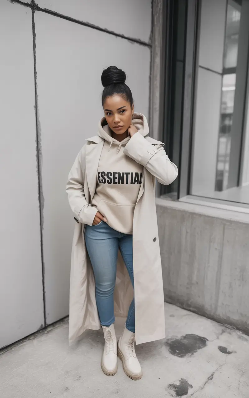 simple casual fall outfits Logo Streetwear Layering