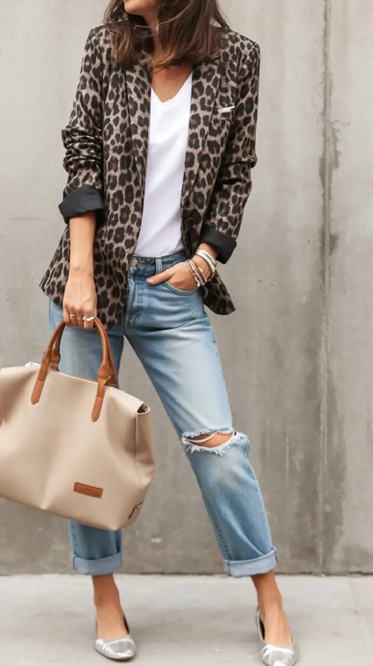 simple casual fall outfits Wild Prints and Relaxed Denim