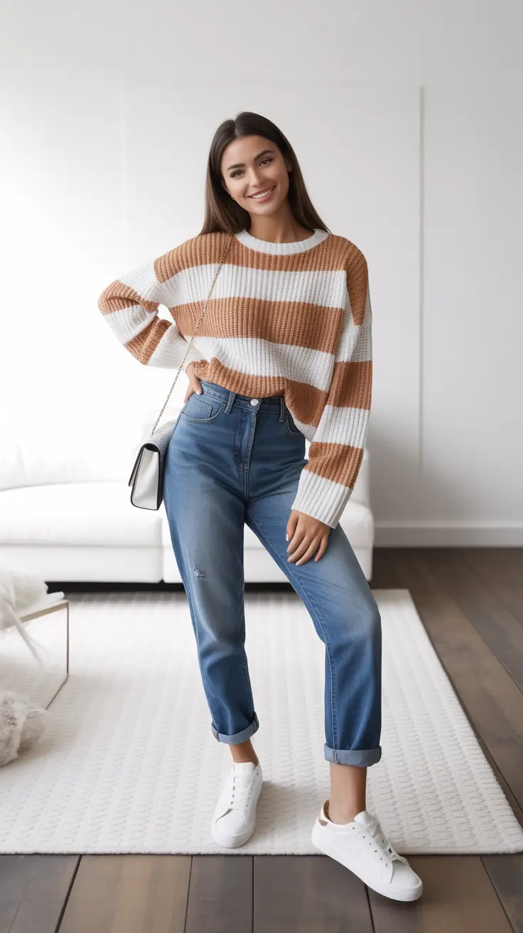 simple casual fall outfits Stripes, Denim & Smiles