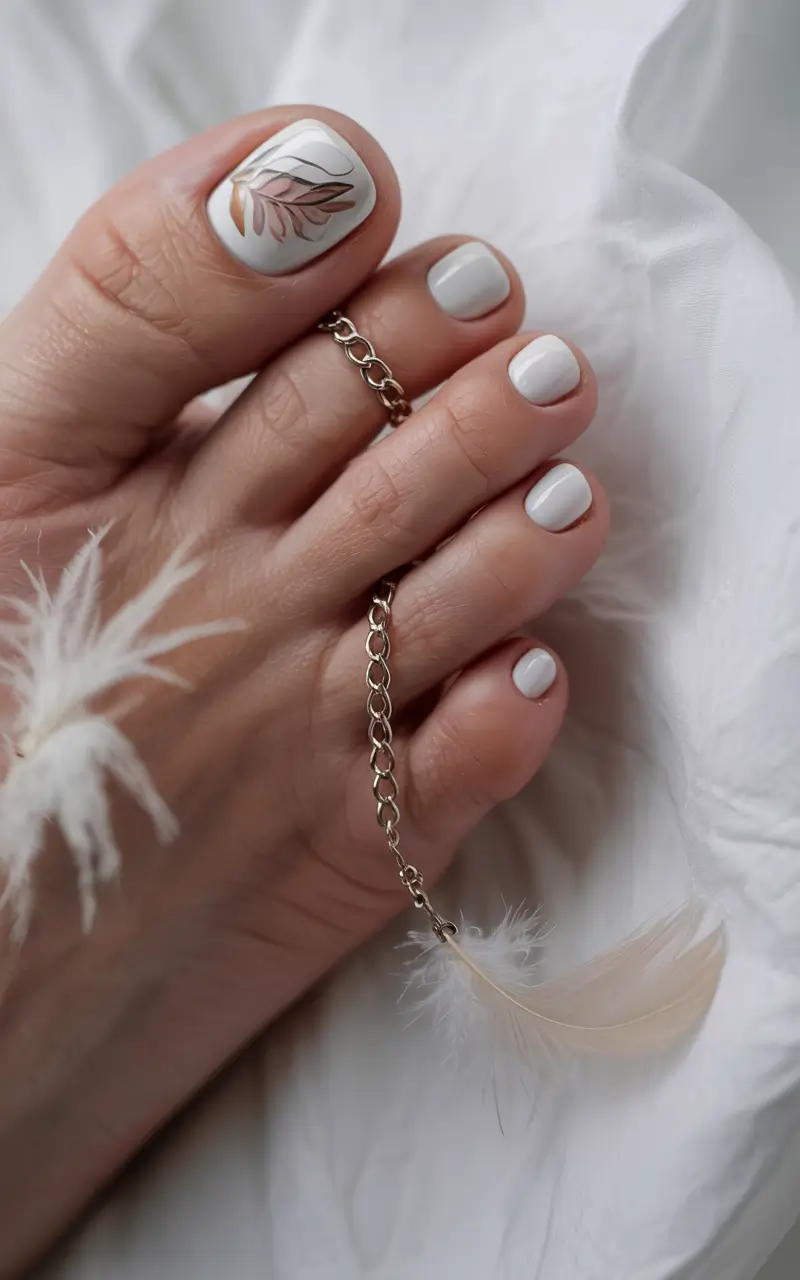 August toe nails Whisper-Soft Feathered Neutrals