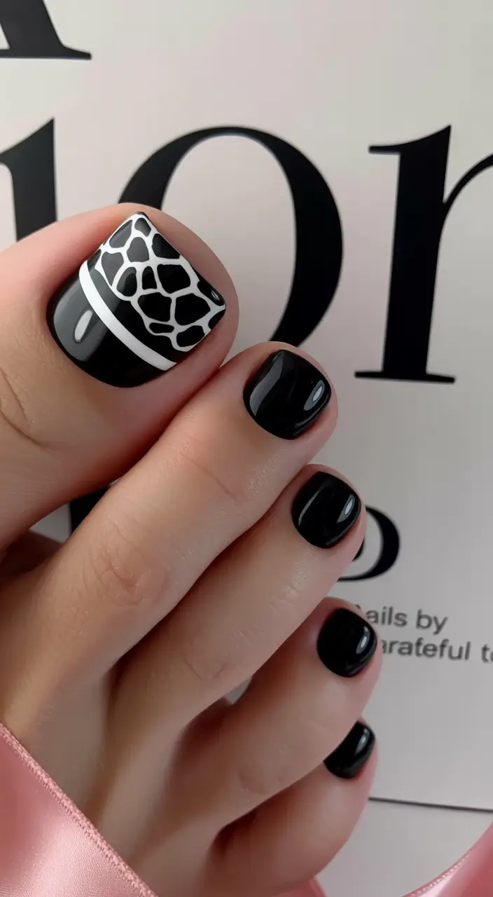 August toe nails Blackout Chic With Animal Edge