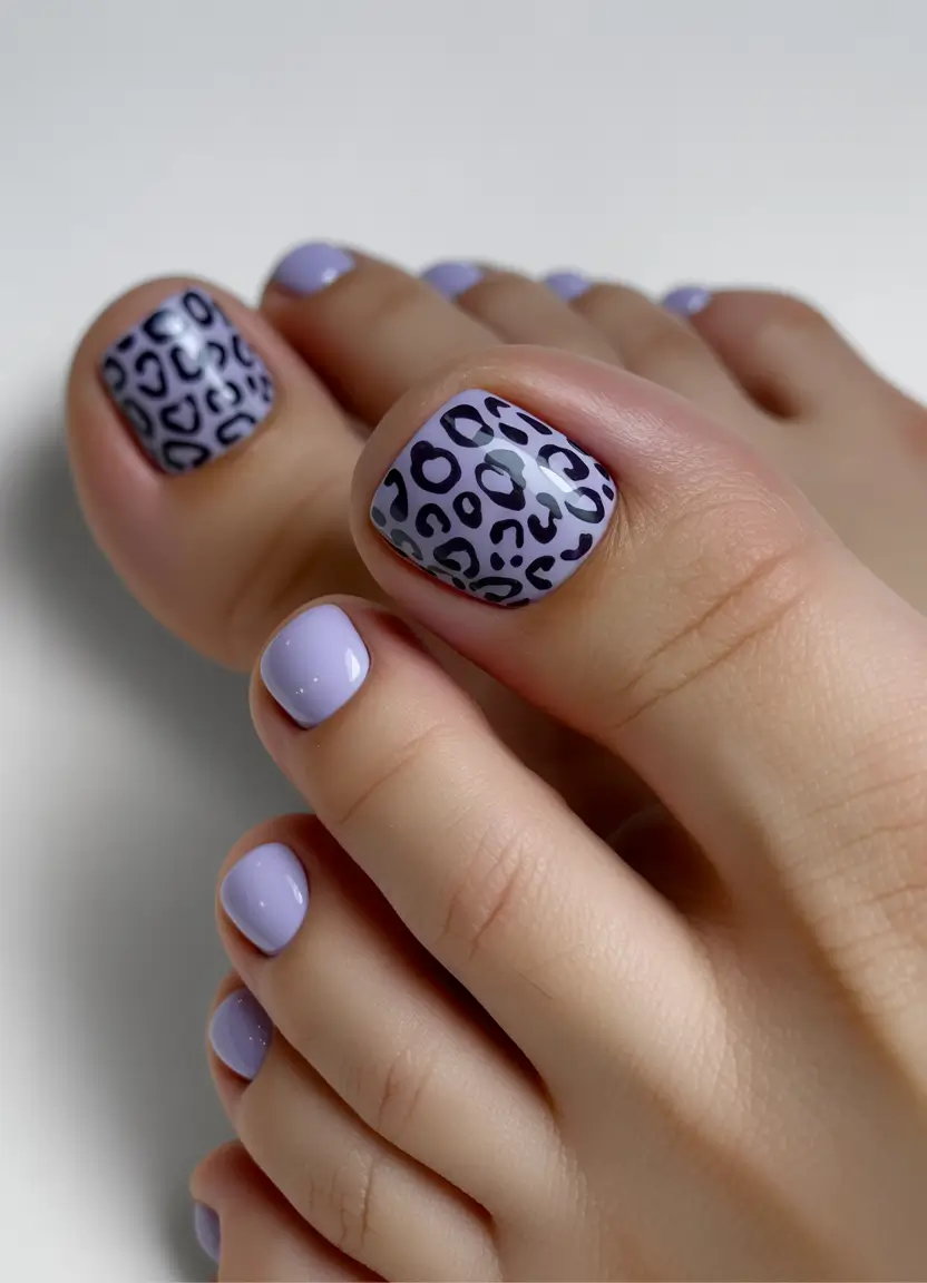 August toe nails Lavender Leopard Print Coolness