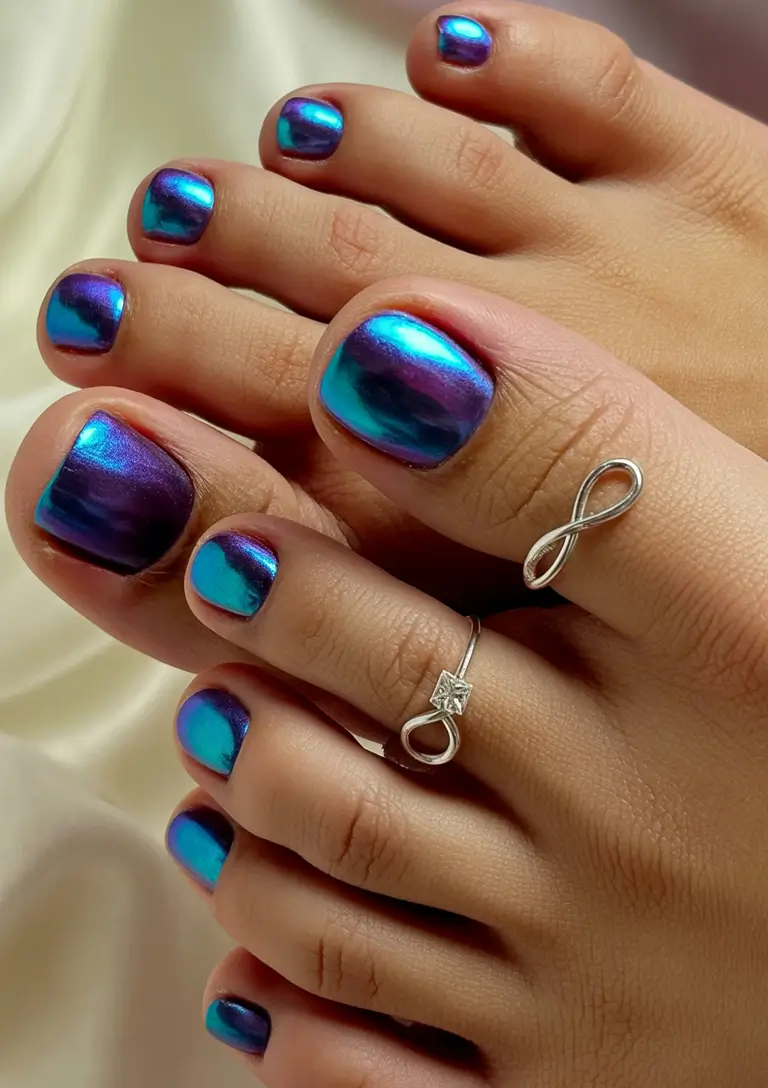 August toe nails Metallic Mermaid Mood