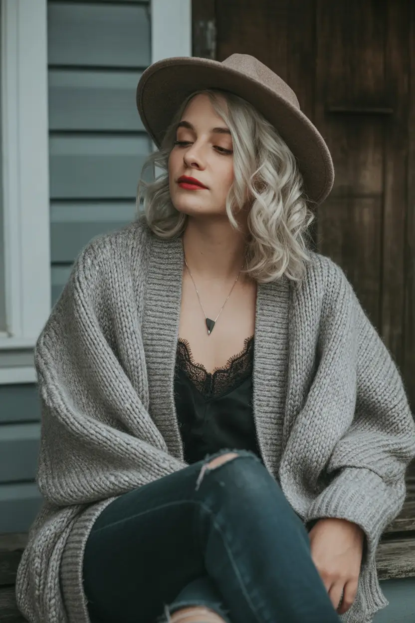 Transitional summer to fall outfits 2025 Boho Meets Cozy on the Porch