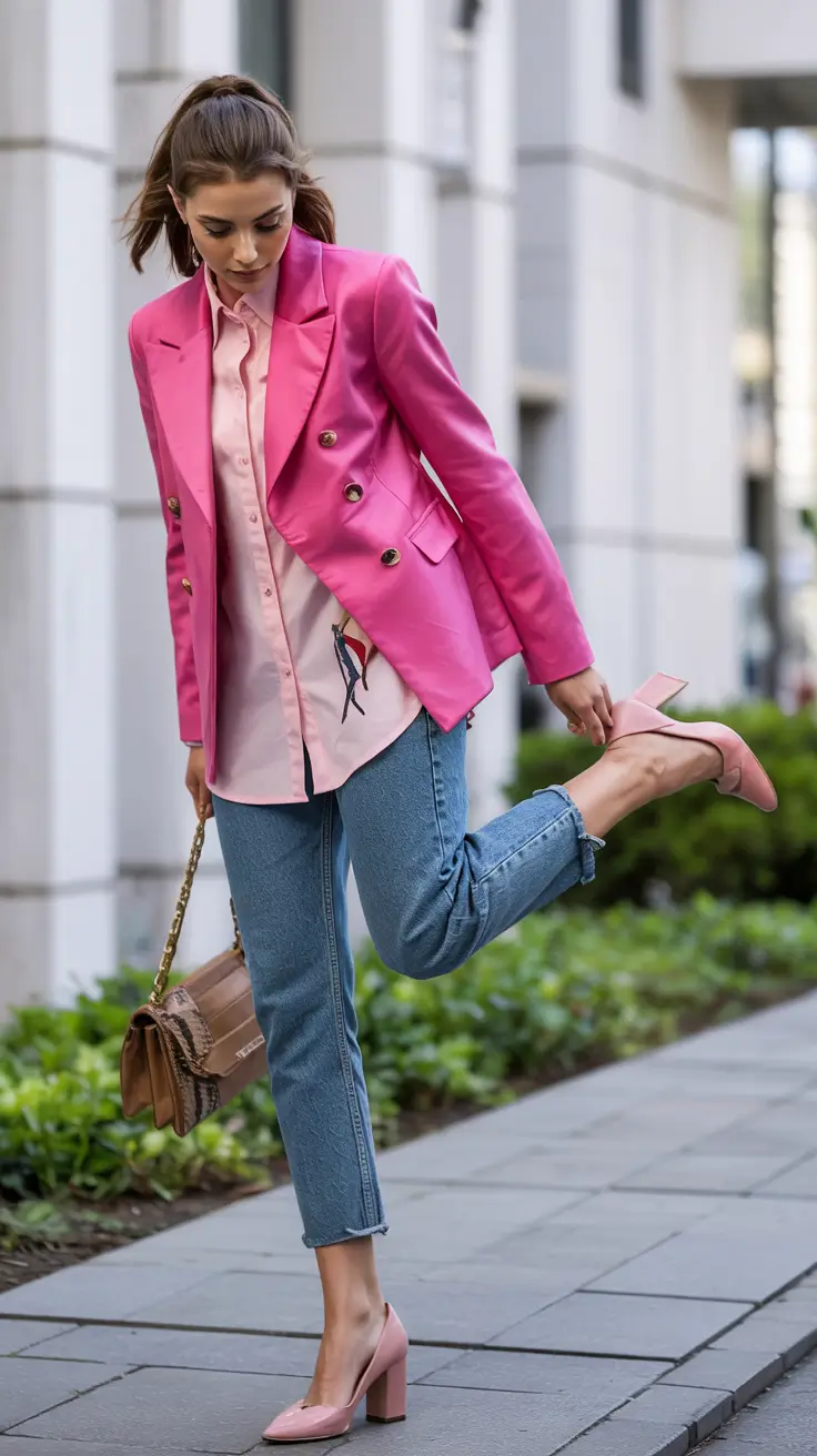 Transitional summer to fall outfits 2025 Power Pink for a Mood Boost