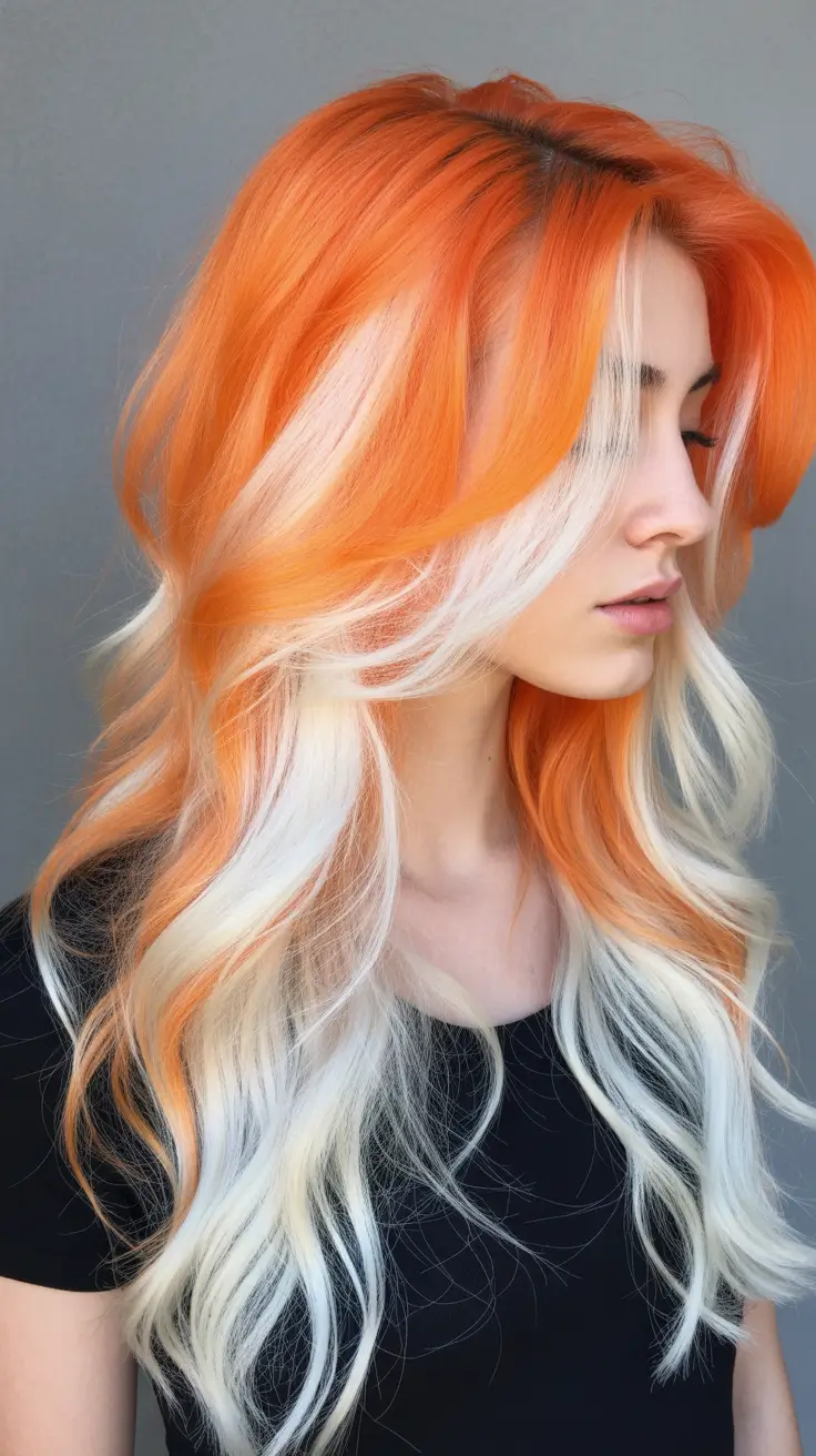Fall hair color Orange Creamsicle Dip Fade