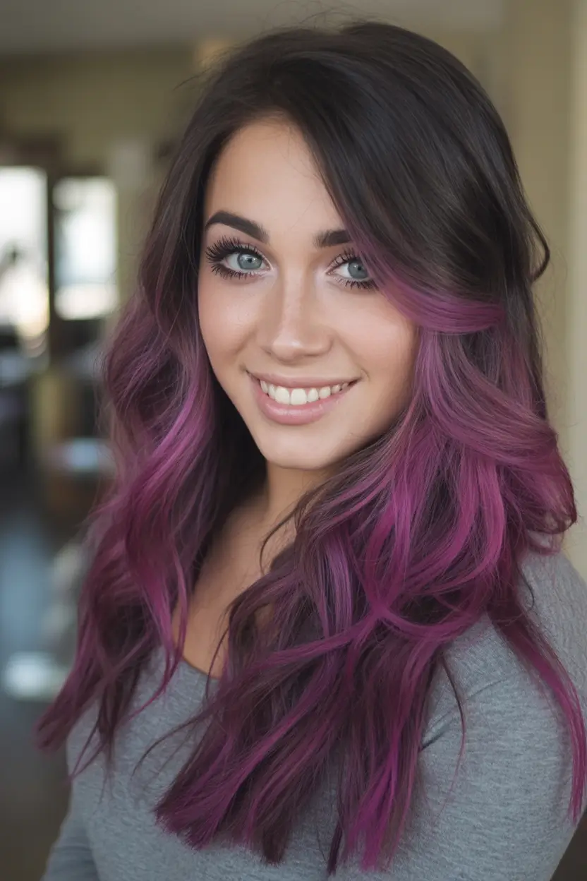 Fall hair color Blackberry Smoke with Plum Ends