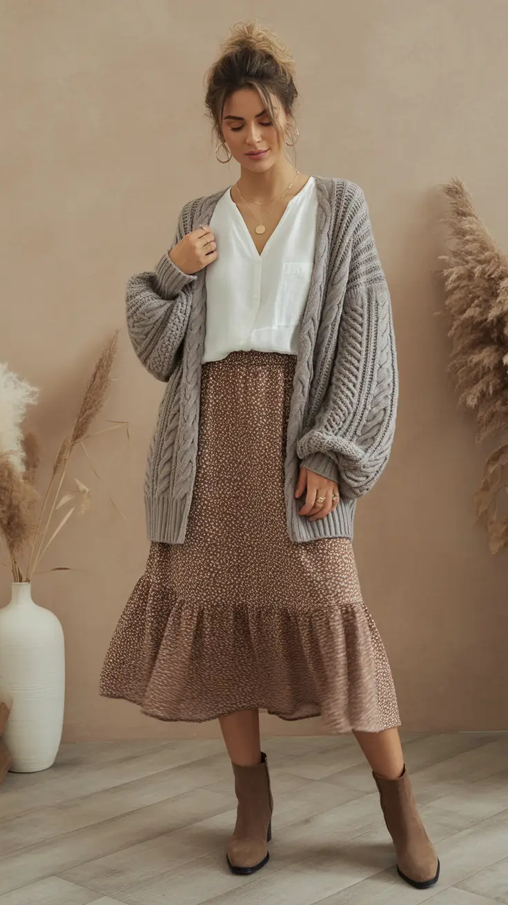 Trendy Women’s Fall Fashion Looks to Try in 2025+Soft Boho Cardigan and Autumn Romance