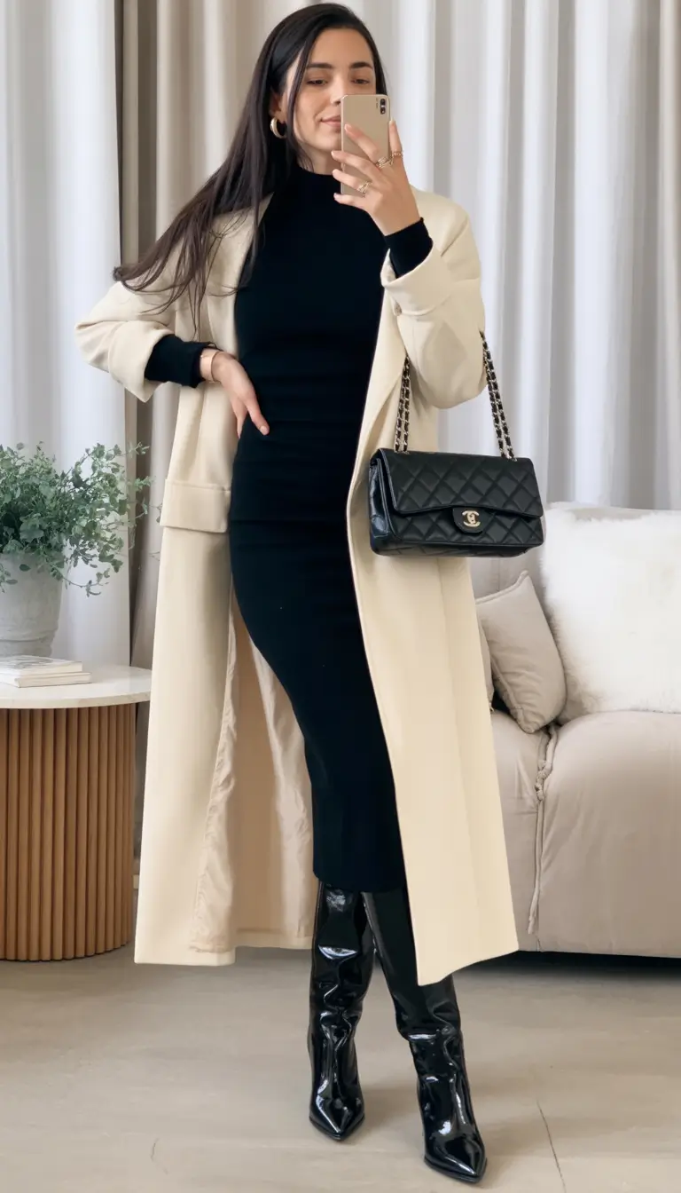 cozy fall outfits Elegant Monochrome with a Chanel Edge