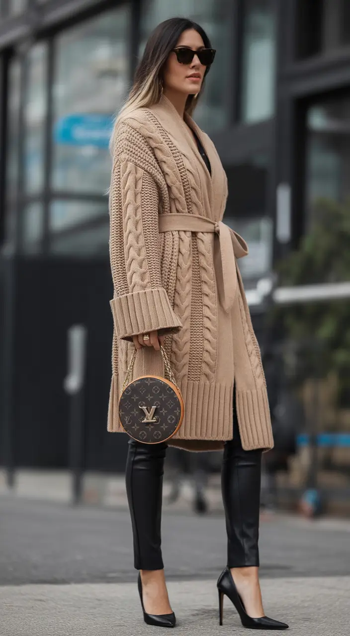 cozy fall outfits Modern Knit Coat with Luxe Layers