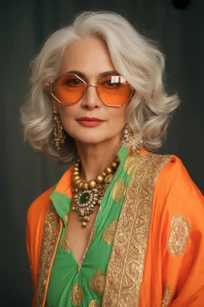 Fall haircuts for women over 40 Fluffy Glam Waves with a Side Part