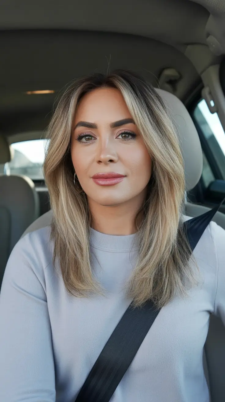 Fall haircuts for women over 40 Shoulder-Grazing Blonde with a Center Part