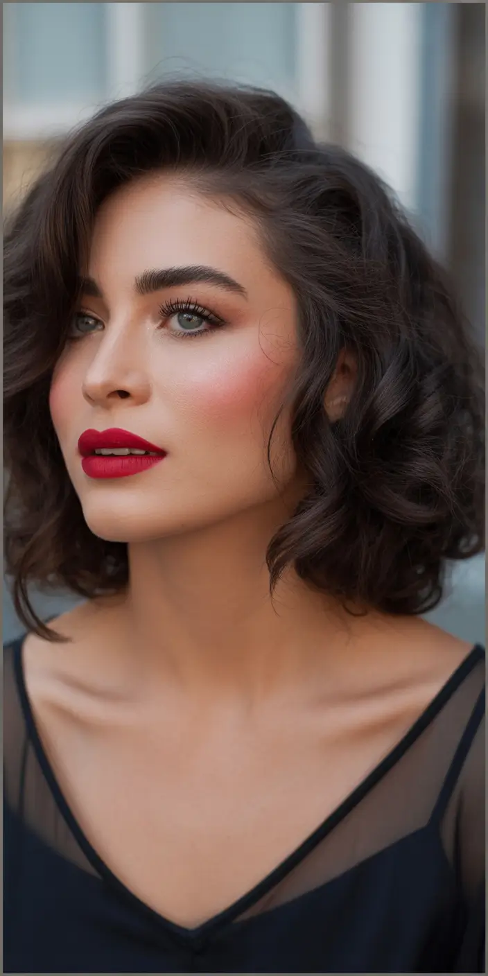 Fall haircuts for women over 40 Short Curly Bob with Defined Shape