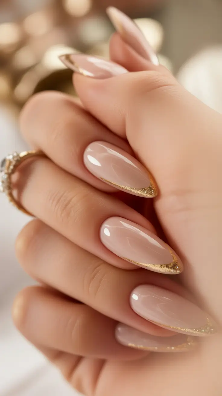 minimalist fall nails Golden Edge Glamour