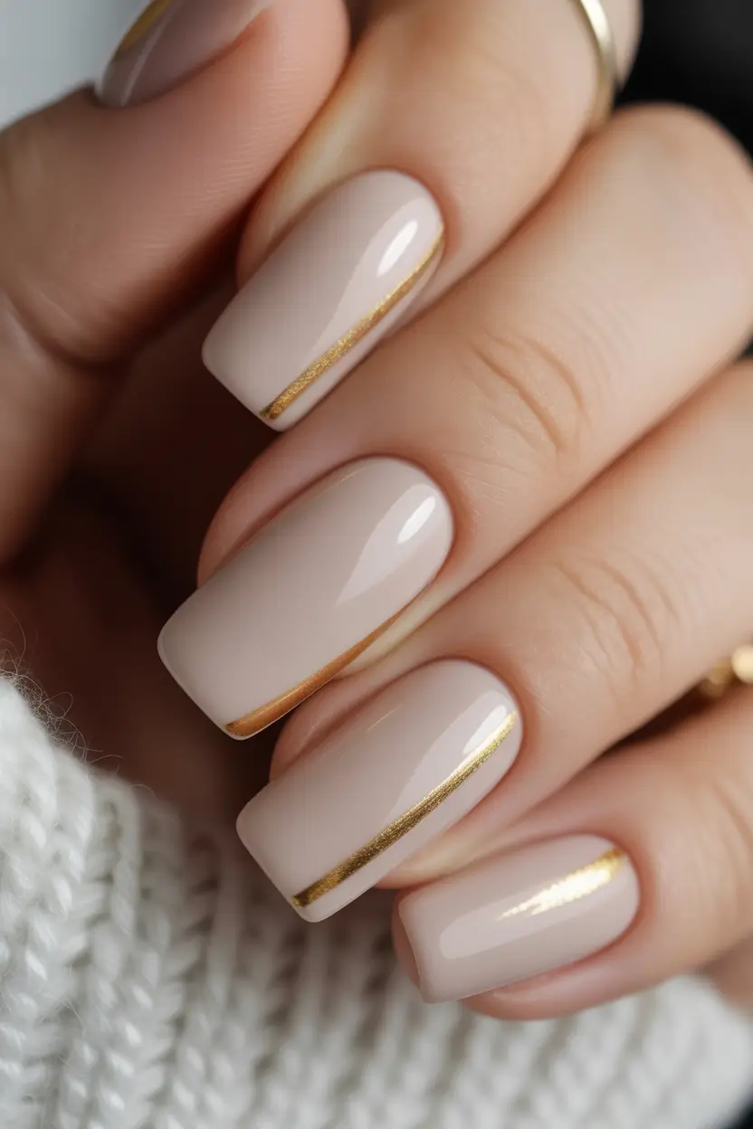minimalist fall nails Golden Line Precision
