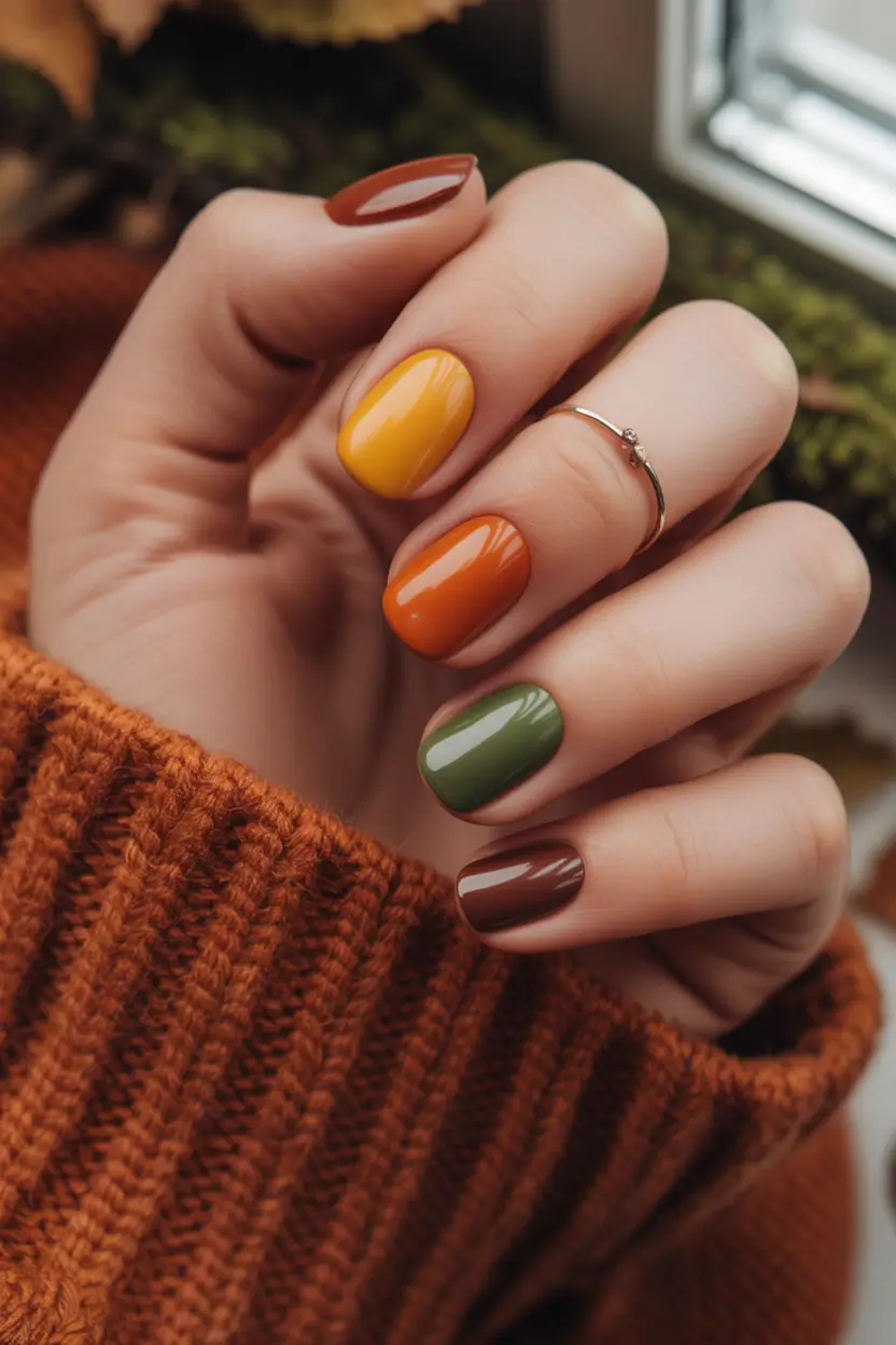 minimalist fall nails Autumn Leaves Palette
