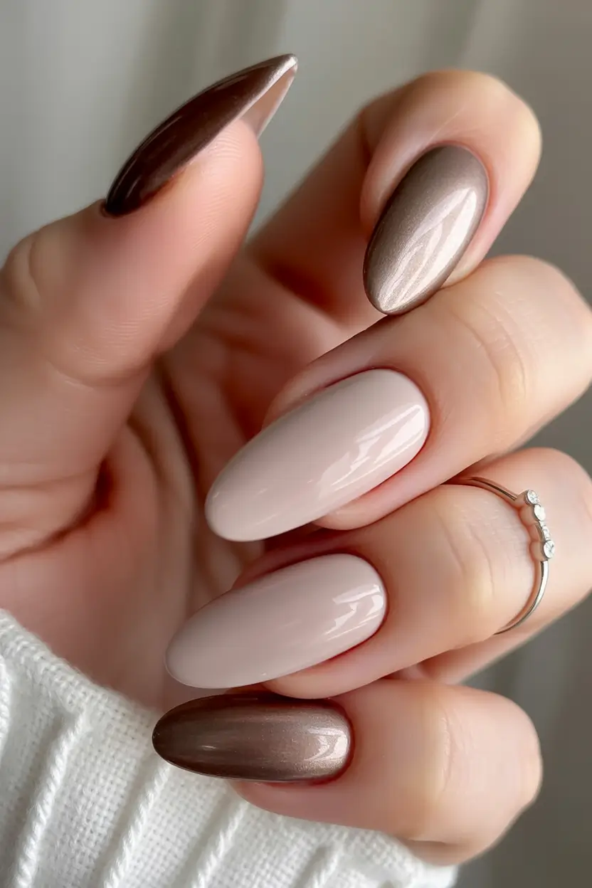minimalist fall nails Mocha Sheen Fade