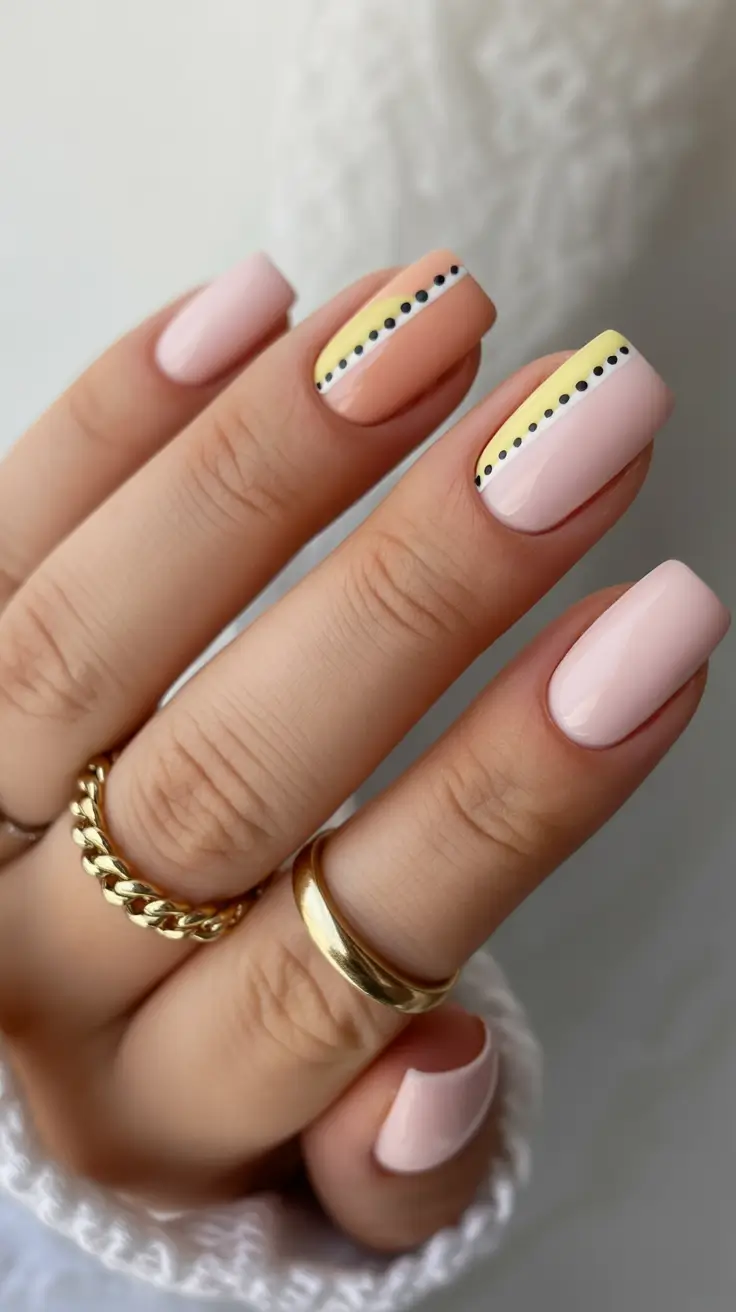 minimalist fall nails Dotted Pastel Stripe