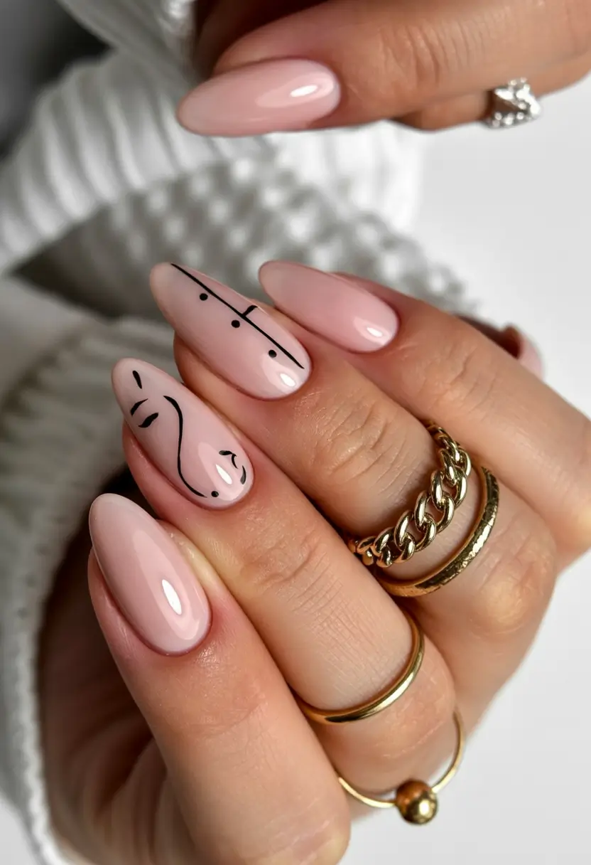 minimalist fall nails Modern Line Drawing