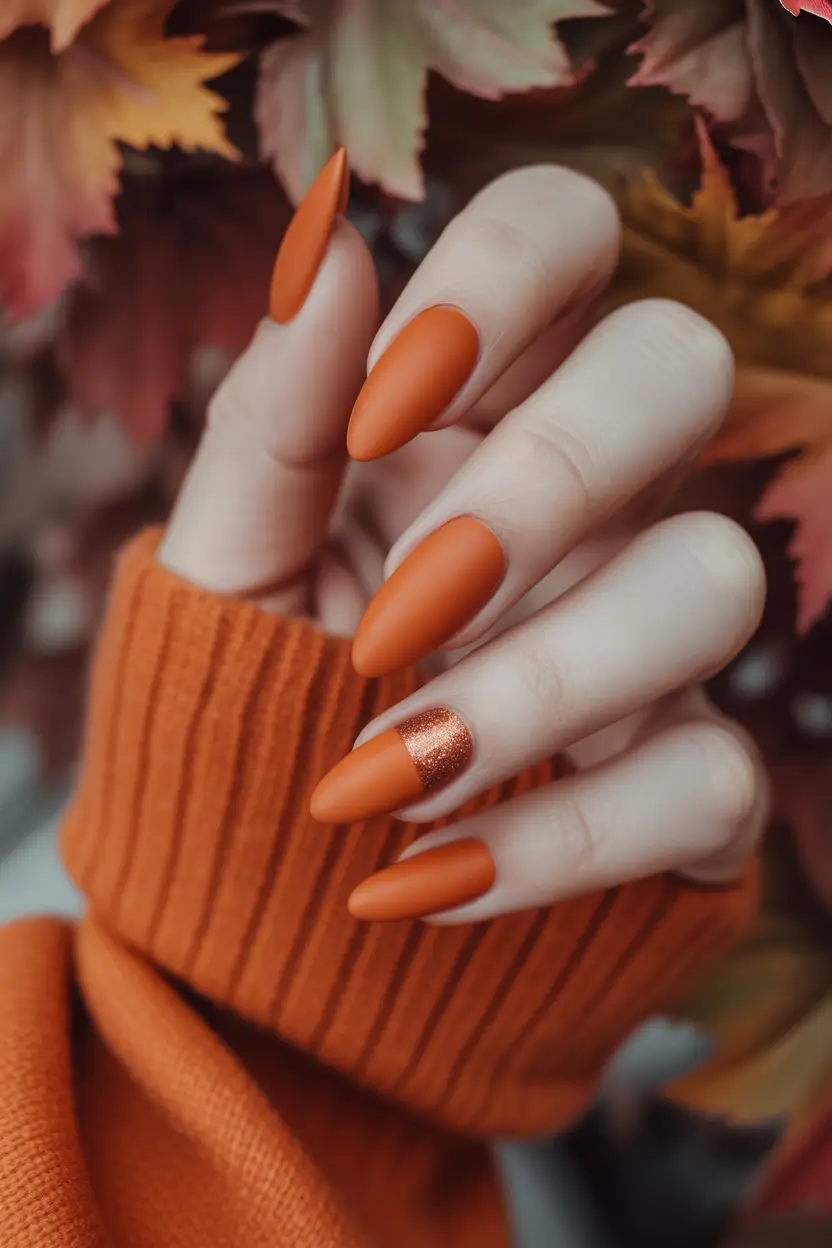 minimalist fall nails Spiced Matte Pumpkin