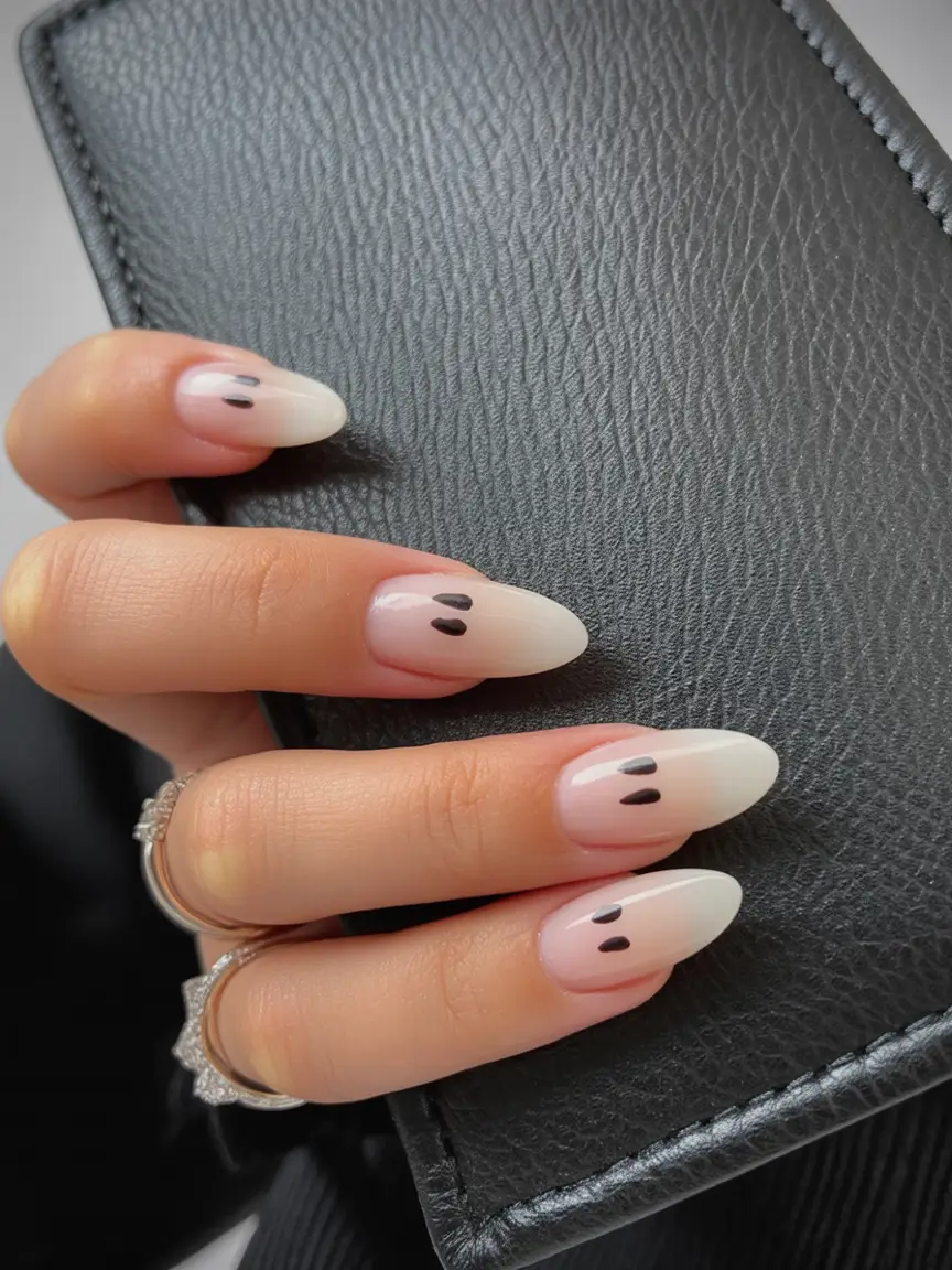 minimalist fall nails Ghost Dot Ombre