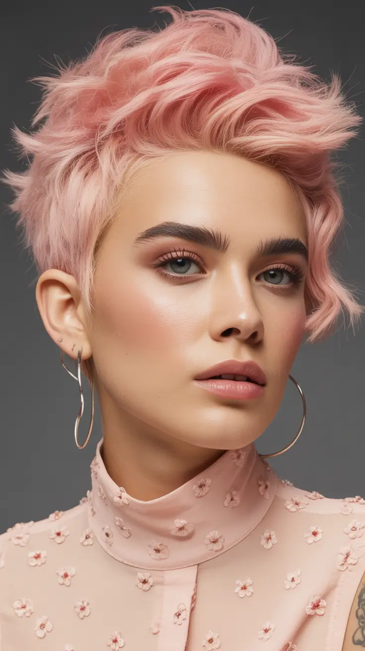 autumn fall hair colors Dusty Rose Textured Pixie