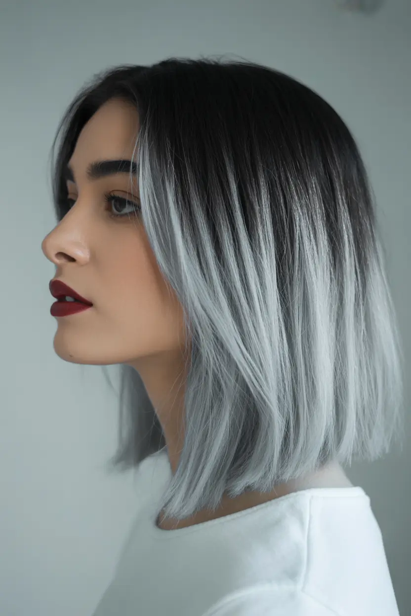 autumn fall hair colors Steel Smoke Ombré Bob