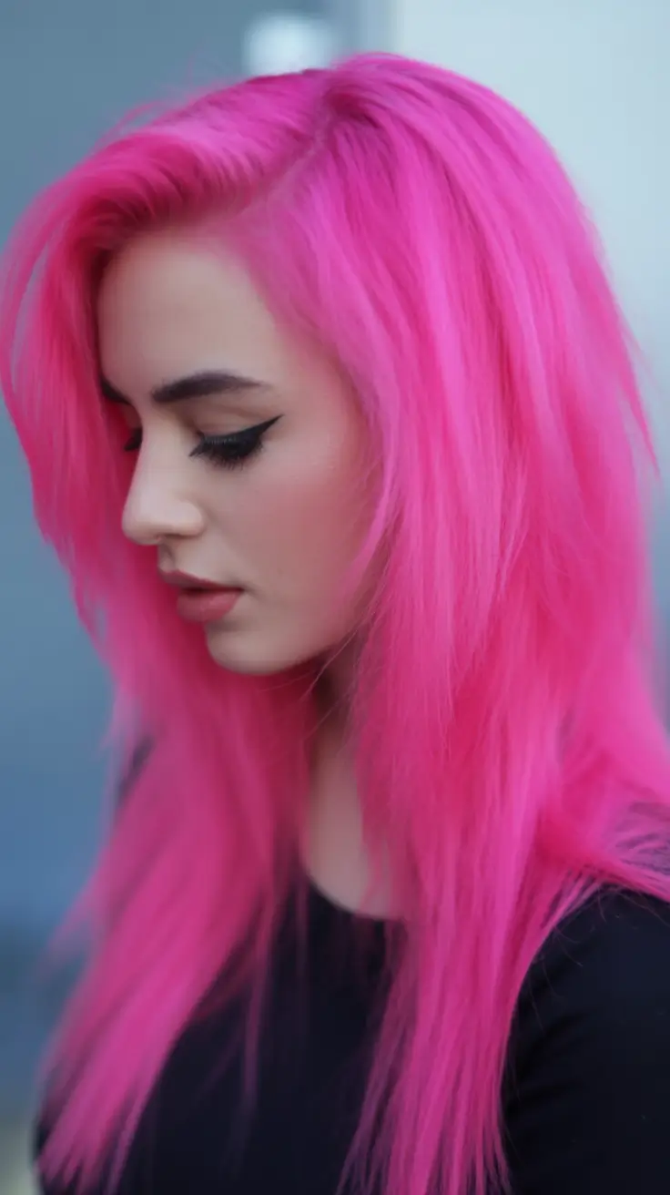 autumn fall hair colors Neon Berry Statement Layer