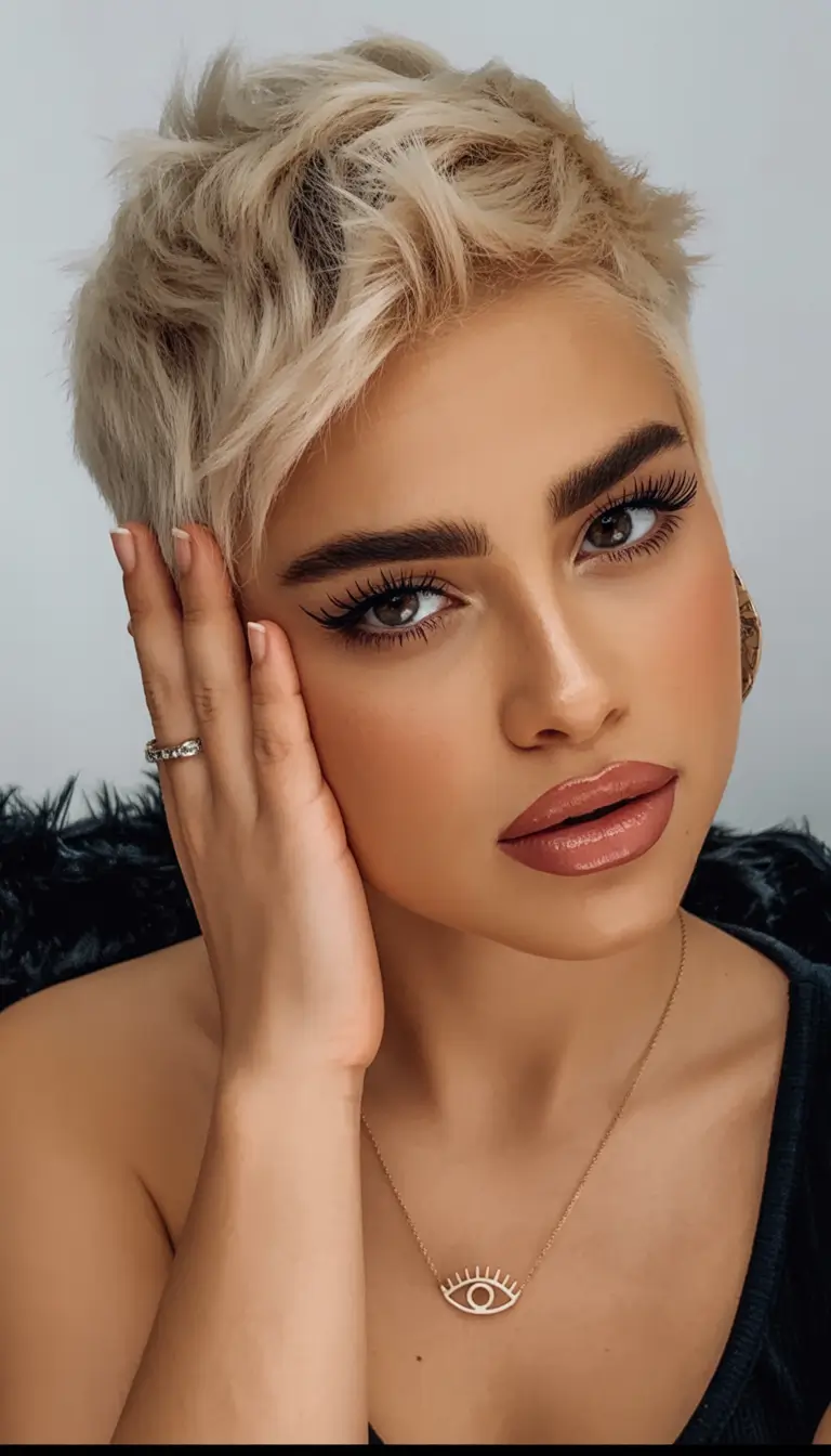 autumn fall hair colors Champagne Tousled Pixie