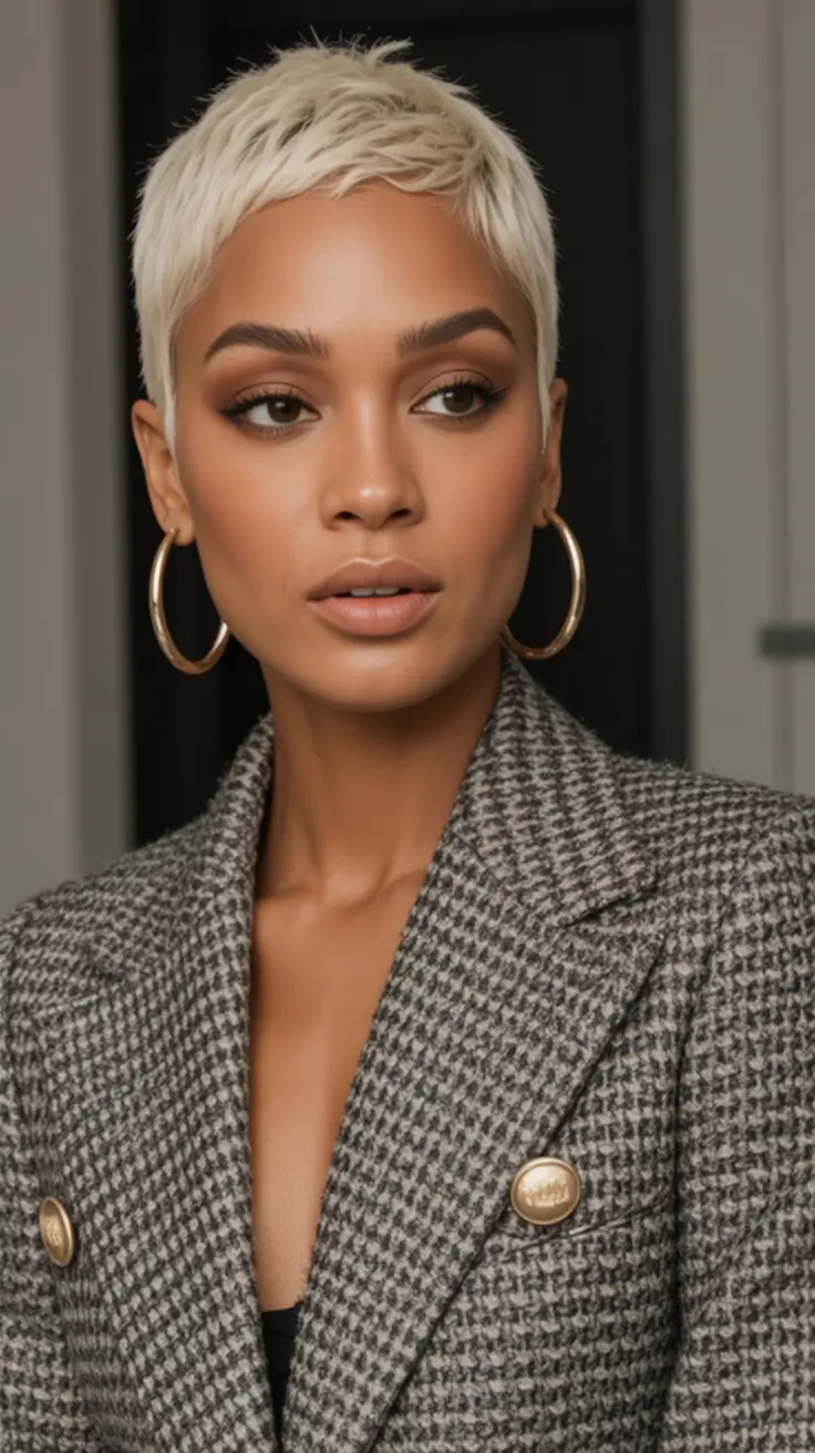 Best Fall 2025 Haircuts for Oval Face Shapes Platinum Pixie Chic