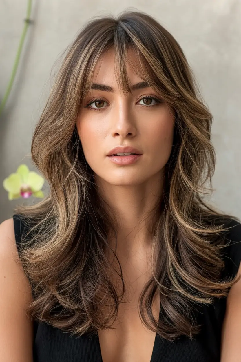 Best Fall 2025 Haircuts for Oval Face Shapes Dimensional Flowing Layers with Bangs