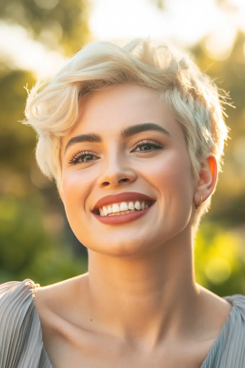 Best Fall 2025 Haircuts for Oval Face Shapes Sunbeam Cropped Pixie