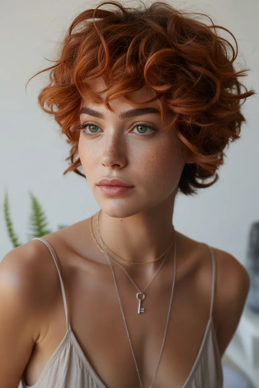 Best Fall 2025 Haircuts for Oval Face Shapes Curly Rust Halo Cut