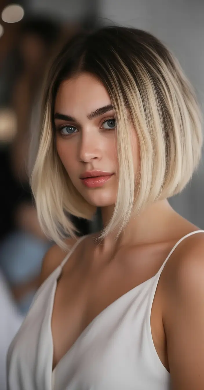 Best Fall 2025 Haircuts for Oval Face Shapes Clean Bob with Cool Contrast