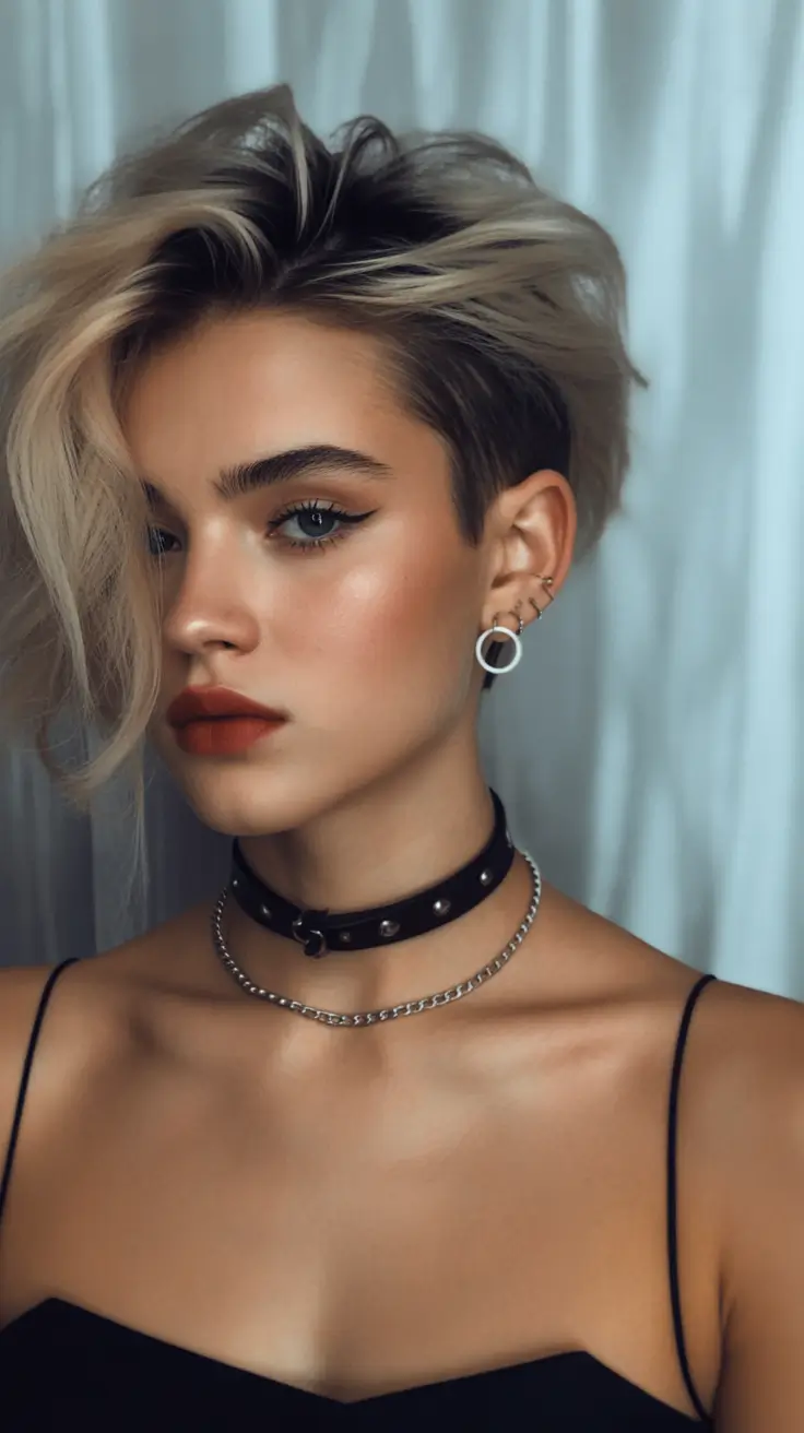 Best Fall 2025 Haircuts for Oval Face Shapes Edgy Undercut with Ash Blonde Top